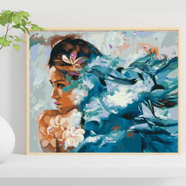 Rejs z Delfinami 40x50cm - malowanie po numerkach