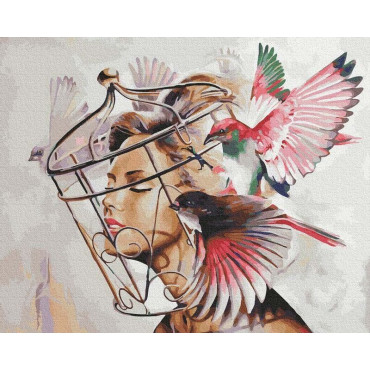 Dziewczyna w klatce 40x50cm - malowanie po numerkach - produkt 2