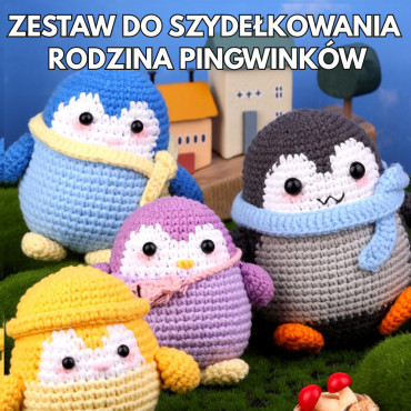 Zestaw do szydełkowania DIY- Rodzina Pingwinów