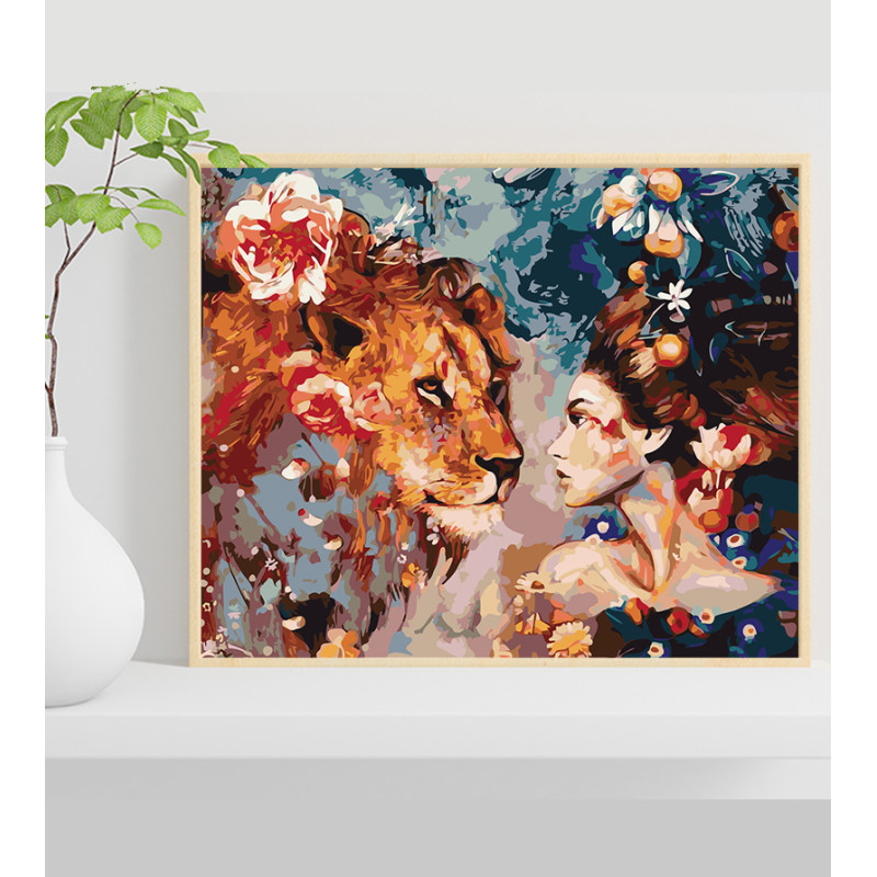 Dziewczyna z Lwem 40x50cm - malowanie po numerkach - produkt wyplatamy.pl 1
