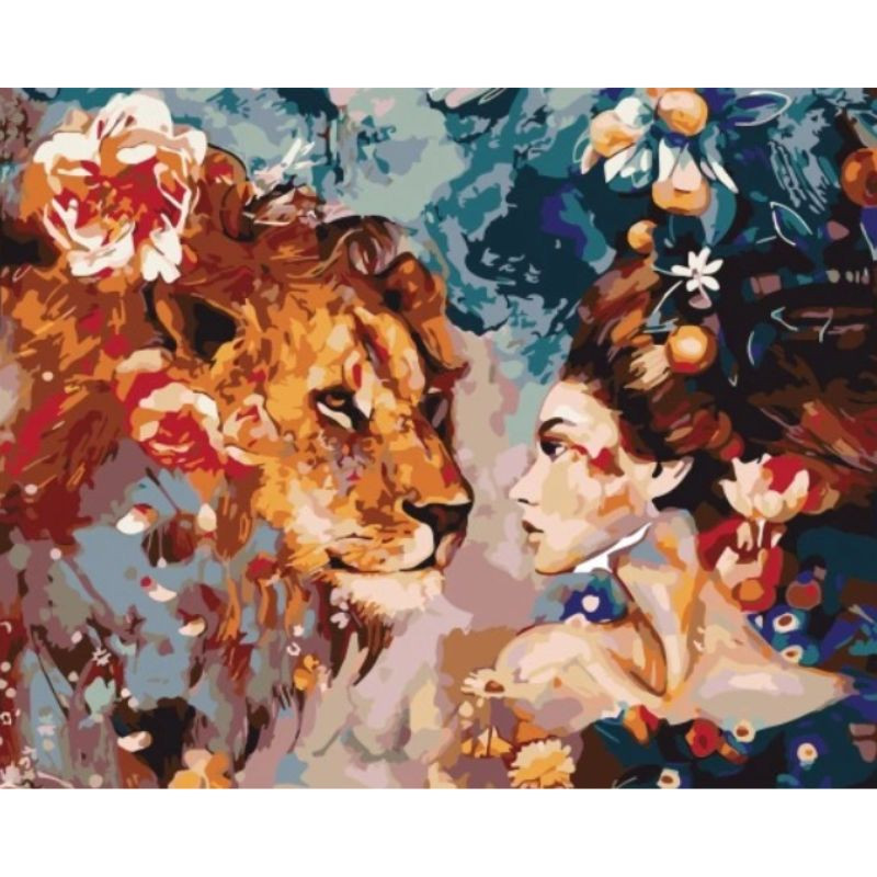 Dziewczyna z Lwem 40x50cm - malowanie po numerkach - produkt wyplatamy.pl 2