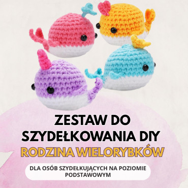Zestaw do szydełkowania DIY – rodzina wielorybków
