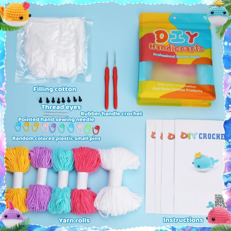 Zestaw do szydełkowania DIY – rodzina wielorybków - produkt wyplatamy.pl 3
