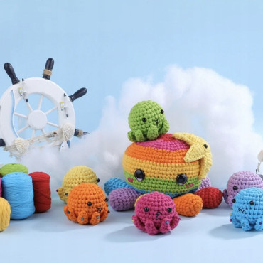 Zestaw do szydełkowania DIY – rodzina ośmiorniczek - produkt 4