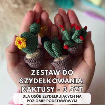 Zestaw do szydełkowania DIY – Mini Kaktusy (3 szt.)