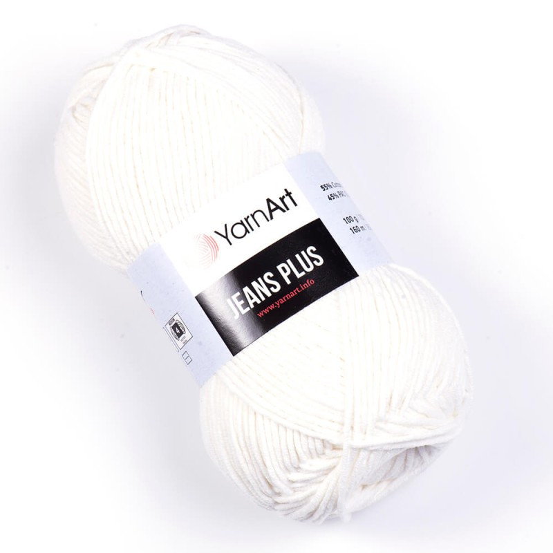 YarnArt Jeans Plus 01 biel - Produkt wyplatamy.pl 1